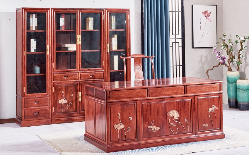 荷花書桌書柜